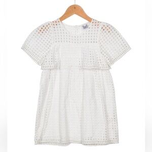 Chloé Girls' Eyelet Short Sleeve Dress White size 5 Year